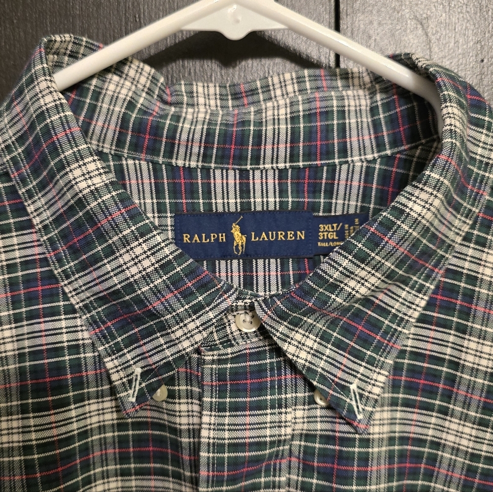 Ralph Lauren Men's 3XLT Checkered Shirt - Green and Pink. Excellent Condition